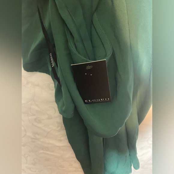 NWT Eloquii Plus  Green Off Cold Shoulder Wrap Dress - Picture 4 of 14